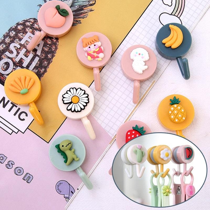 Cartoon Fruit Sticky Hook Multifunctional Punch-free Hook Kitchen Bathroom Wall Hanging Cute Paste Hook Traceless Adhesive Clasp Cute Adhesive Hooks Plastic Hooks for Hanging Cartoon Adhesive Wall Mount Hook for Home Bathroom