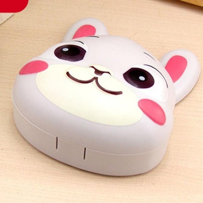 Cartoon New Design Rabbit Long Ears Portable Contact Lens Case With Mirror Kit Holder Lenses Portable Cute Eye Contact Lense Remover Tool With Mirror For Teen Girls Women Travel Carry