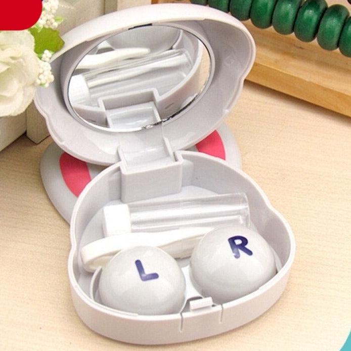 Cartoon New Design Rabbit Long Ears Portable Contact Lens Case With Mirror Kit Holder Lenses Portable Cute Eye Contact Lense Remover Tool With Mirror For Teen Girls Women Travel Carry