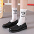 Cartoon socks cute bow print white black calcetines Women's Novelty Socks Crew Fun Funky fall fashion Casual Cotton Dress Socks - ALLURELATION - black and white socks, butterfly socks, cotton socks, cute bow print socks, funny socks, novelty socks, socks, socks for women, womens socks - Stevvex.com