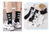 Cartoon socks cute bow print white black calcetines Women's Novelty Socks Crew Fun Funky fall fashion Casual Cotton Dress Socks - ALLURELATION - black and white socks, butterfly socks, cotton socks, cute bow print socks, funny socks, novelty socks, socks, socks for women, womens socks - Stevvex.com