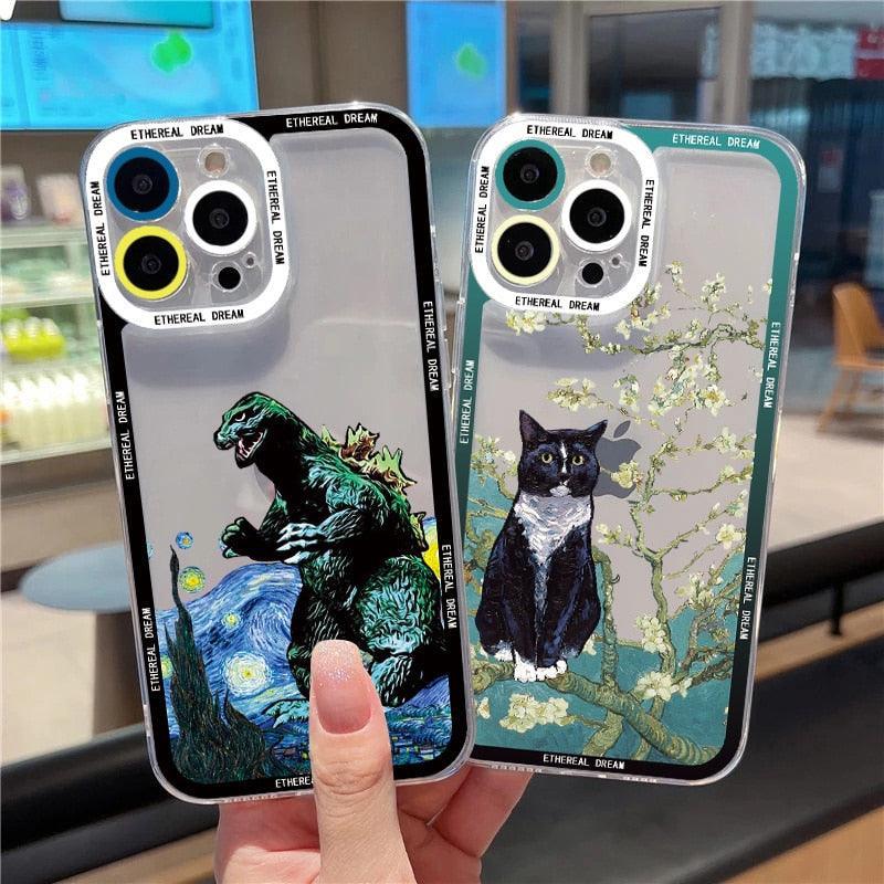 Cat Clear Phone Cases For Iphone X XR XS 7 8 Plus 11 12 13 14 Pro Max Silicone Women Designer Protective Rubber Silicon Fashion Case Art - STEVVEX Gadgets - 1004, Beautiful Phone Case, Elegant Phone Case, Green Phone Case, Landscape Phone Case, Luxury Phone Case, Modern Phone Case, Phone Case, Phone Case For Girls, Phone Case For Iphone, Popular Phone Case, Silicone Case, Silicone Phone Case, Transparent Phone Case, Women Phone Case - Stevvex.com