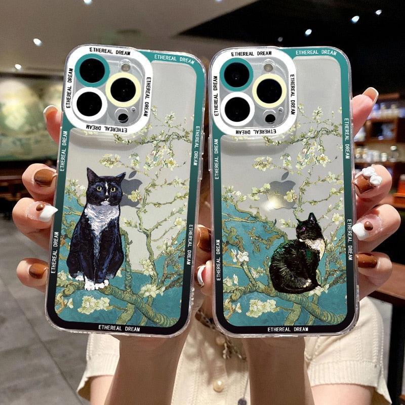 Cat Clear Phone Cases For Iphone X XR XS 7 8 Plus 11 12 13 14 Pro Max Silicone Women Designer Protective Rubber Silicon Fashion Case Art - STEVVEX Gadgets - 1004, Beautiful Phone Case, Elegant Phone Case, Green Phone Case, Landscape Phone Case, Luxury Phone Case, Modern Phone Case, Phone Case, Phone Case For Girls, Phone Case For Iphone, Popular Phone Case, Silicone Case, Silicone Phone Case, Transparent Phone Case, Women Phone Case - Stevvex.com