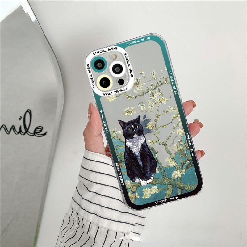 Cat Clear Phone Cases For Iphone X XR XS 7 8 Plus 11 12 13 14 Pro Max Silicone Women Designer Protective Rubber Silicon Fashion Case Art - STEVVEX Gadgets - 1004, Beautiful Phone Case, Elegant Phone Case, Green Phone Case, Landscape Phone Case, Luxury Phone Case, Modern Phone Case, Phone Case, Phone Case For Girls, Phone Case For Iphone, Popular Phone Case, Silicone Case, Silicone Phone Case, Transparent Phone Case, Women Phone Case - Stevvex.com