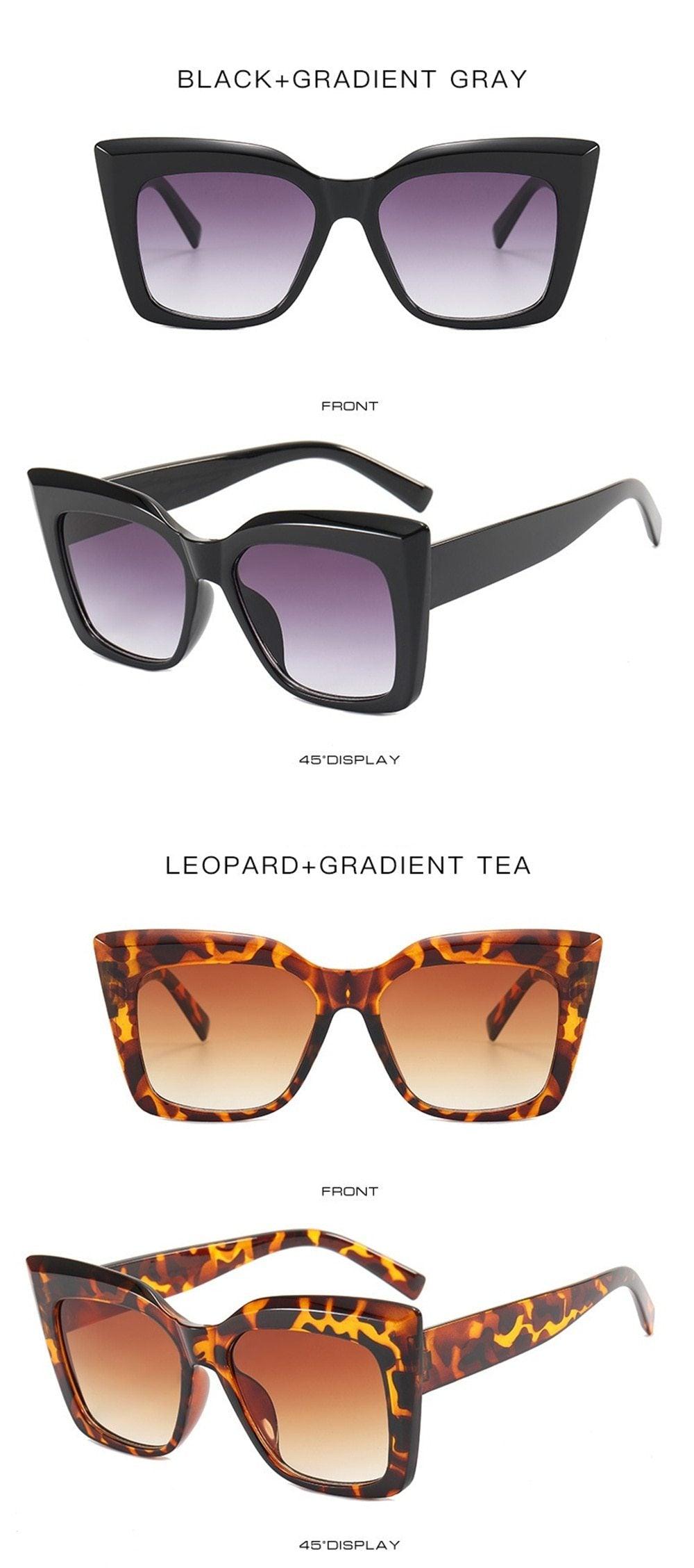 Cat Eye Design For Women Sunglasses Female Personality  Big Size Frame Decent Sun Shade Glasses  Trending over Size Sunglasses Thick Frame Square Sunglasses for Men Women Retro Sun Glasses UV400 Protection Fashion Trendy Style