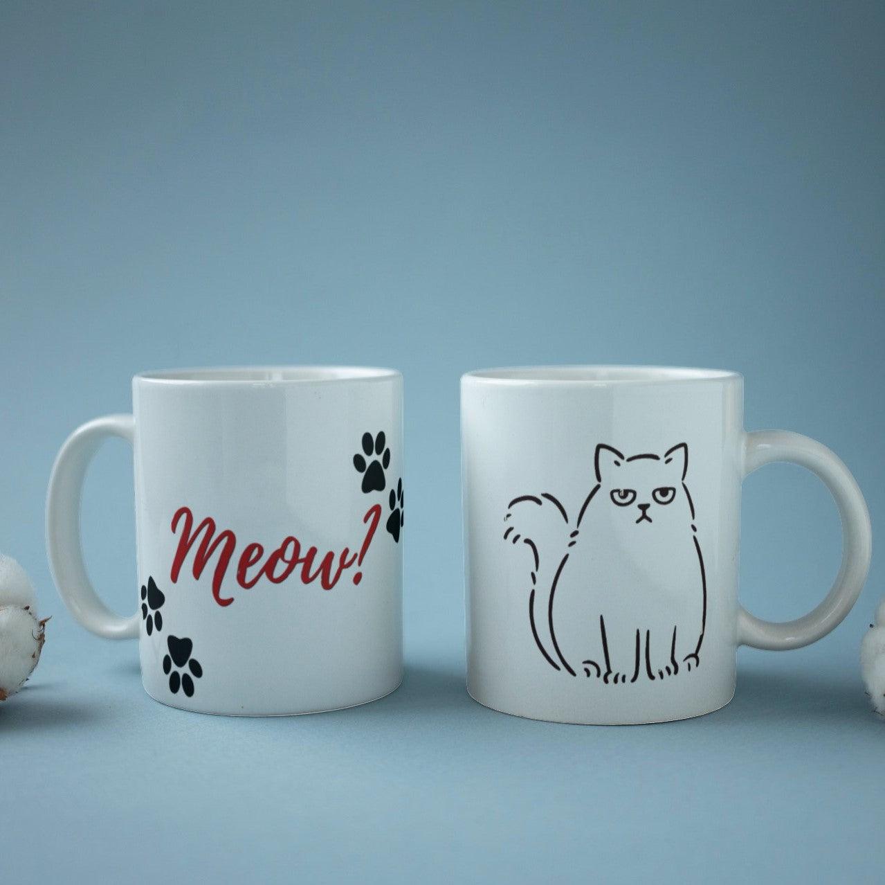 Cat Lovers Mug Coffee Right Meow Funny Message Novelty Ceramic Cup Coffee Mug Cat Mom Gifts for Women Cat Stuff for Cat Lovers Mother's Day Birthday Gifts for Mom from Daughter Best Gift Ideas for Best Friends, Coffee Lovers Cat Lover Coffee Mugs