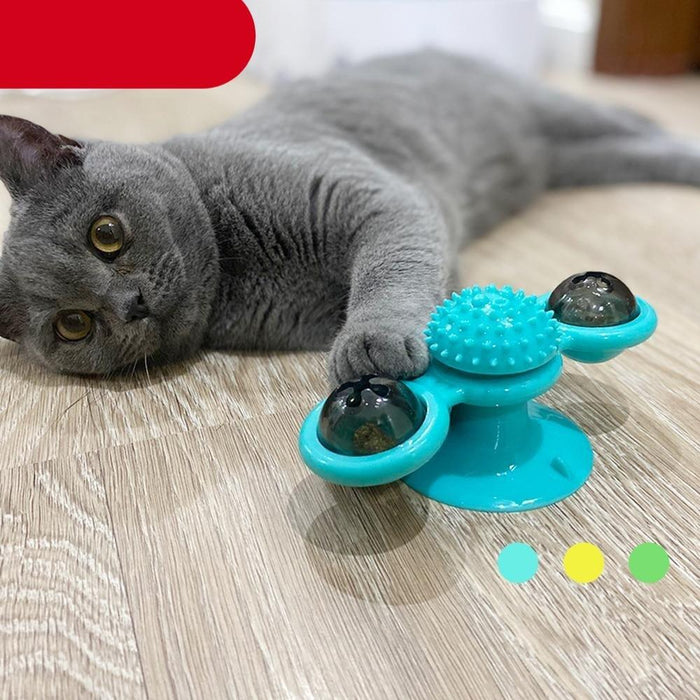Cat Windmill Toy Funny Massage Rotatable Cat Toys With Catnip LED Ball Teeth Cleaning Pet Newest Windmill Cat Toy with LED and Catnip Ball Cat Turntable Teasing Interactive Toy with a Suction Cup Base Can be Cleaned Rotary Massage Tickle Anti-bite Toy - STEVVEX Pet - 126, animal toys, cat toy, cat toys with catnip, funny playing cats toys, LED toy, massage toys, new cat toys, playing cat toy, playing toy, playing toys for cats, rotatable cat toys, tickle anti bite toy, windmil cat toy - Stevvex.com