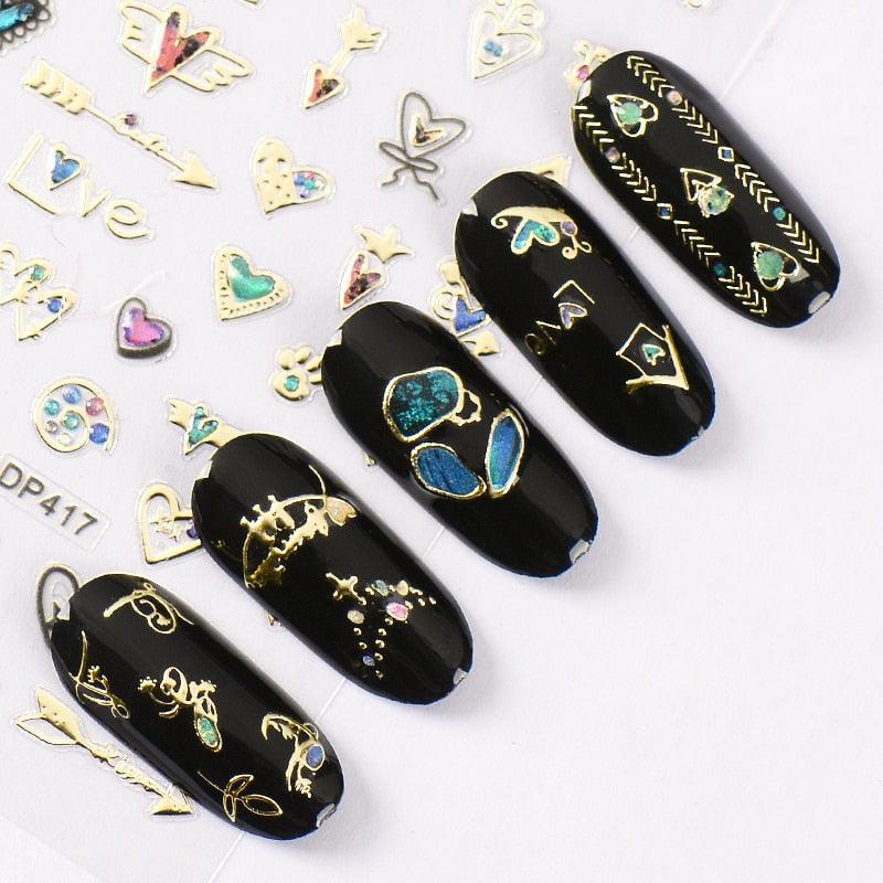 Charm 3D Colorful Nail Sticker Jewelry Design For Nails Sliders Tips Manicure Decoration Decoration Including Hearts Stars Letters Bowknot Leaves Flowers Plants Fruits Butterflies for Woman Decoration Nail Art Nail Ornament Self Adhesive Nail Decals
