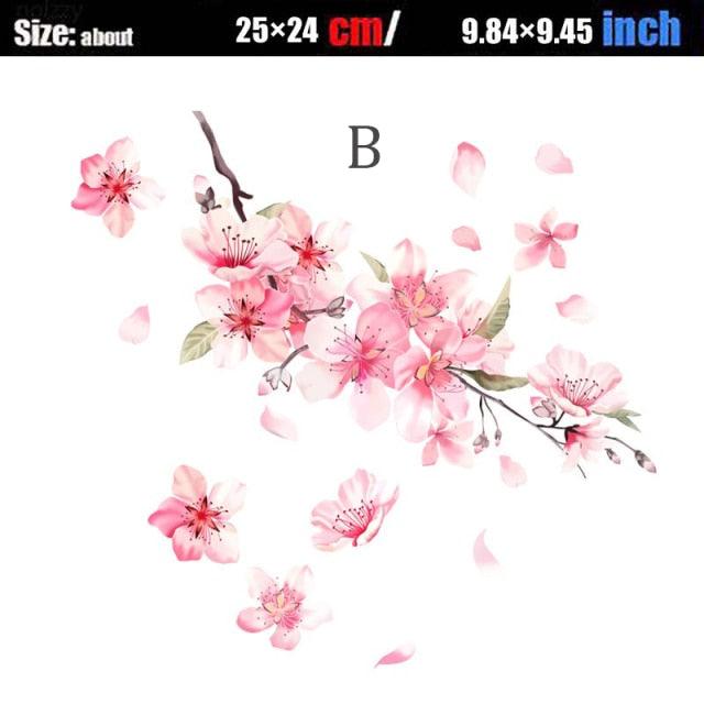 Cherry Blossom Floral Car Stickers Love Pink Auto Vinyl Window for Women Car Tuning Styling Accessories Flower Peach Blossom Car Stickers Car Decals Peel Sticker Removable Car Stickers