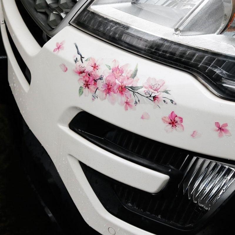 Cherry Blossom Floral Car Stickers Love Pink Auto Vinyl Window for Women Car Tuning Styling Accessories Flower Peach Blossom Car Stickers Car Decals Peel Sticker Removable Car Stickers