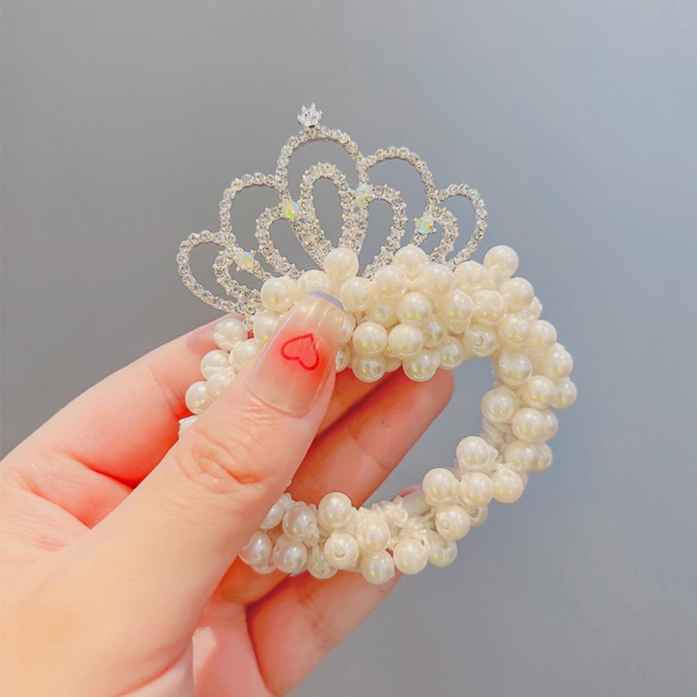 Children's Crown Headwear Birthday Show Princess Baby's Rhinestone Comb Hairpin Hair Clip Hair Jewelry Pearl Hair Ties Fashion For All Hair Types Elastic Beaded Hair Bands With Crown Scrunchies For Women
