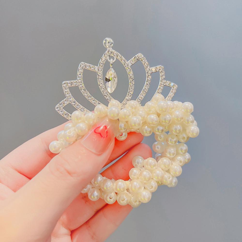 Children's Crown Headwear Birthday Show Princess Baby's Rhinestone Comb Hairpin Hair Clip Hair Jewelry Pearl Hair Ties Fashion For All Hair Types Elastic Beaded Hair Bands With Crown Scrunchies For Women