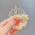 Children's Crown Headwear Birthday Show Princess Baby's Rhinestone Comb Hairpin Hair Clip Hair Jewelry Pearl Hair Ties Fashion For All Hair Types Elastic Beaded Hair Bands With Crown Scrunchies For Women