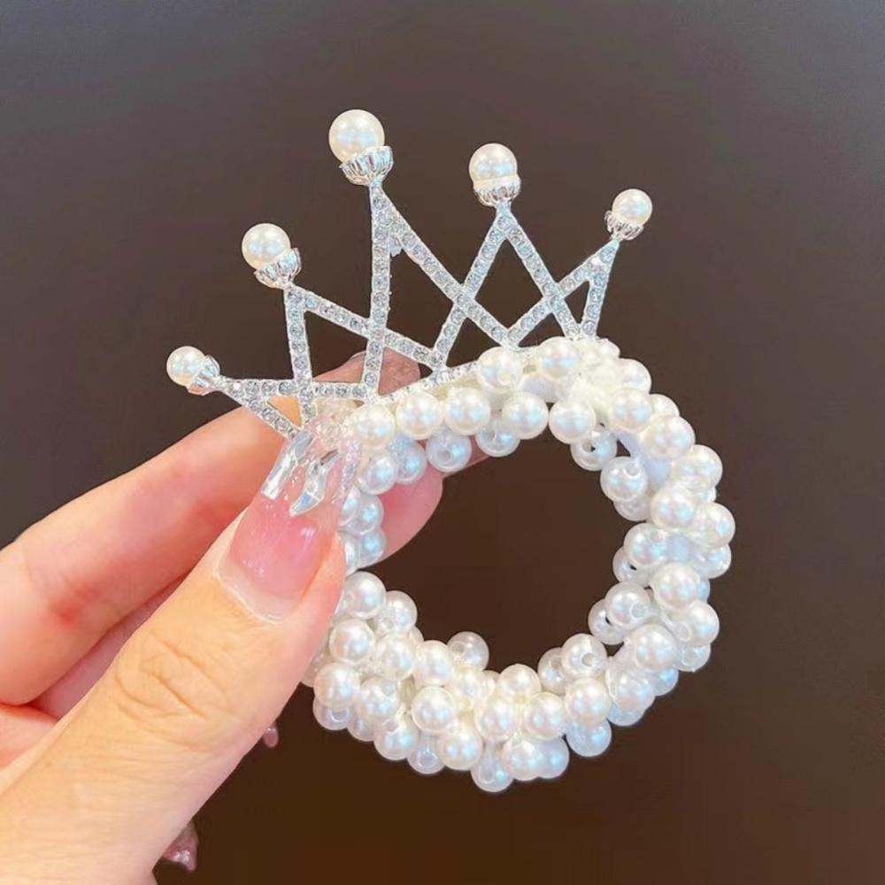 Children's Crown Headwear Birthday Show Princess Baby's Rhinestone Comb Hairpin Hair Clip Hair Jewelry Pearl Hair Ties Fashion For All Hair Types Elastic Beaded Hair Bands With Crown Scrunchies For Women