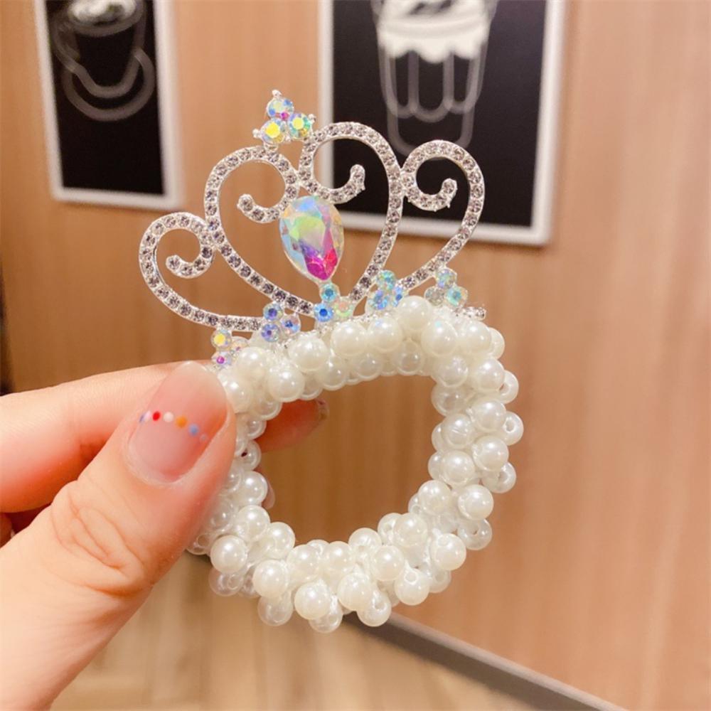 Children's Crown Headwear Birthday Show Princess Baby's Rhinestone Comb Hairpin Hair Clip Hair Jewelry Pearl Hair Ties Fashion For All Hair Types Elastic Beaded Hair Bands With Crown Scrunchies For Women