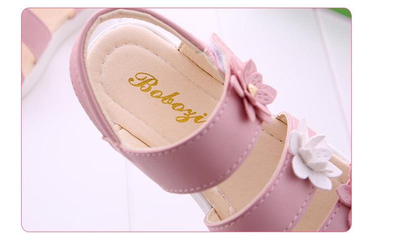 Children's Shoes Summer Style Sandals Girls Princess Beautiful Flower Shoes Kids Flat Sandals Baby Girl Girls Strappy Sandals With Flowers Open-Toe Dress Sandals Beautiful Outdoor Party Sandals
