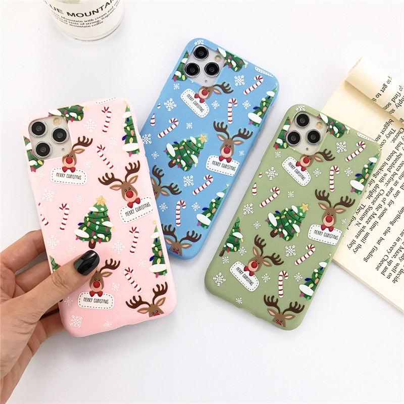 Christmas Beautiful Santa Phone Case For iPhone 13 14 12 11 Pro Max Mini 14Plus Soft Silicone Cover Christmas Silicone Mobile Phone Case Protective Case Comfortable Case for iPhone