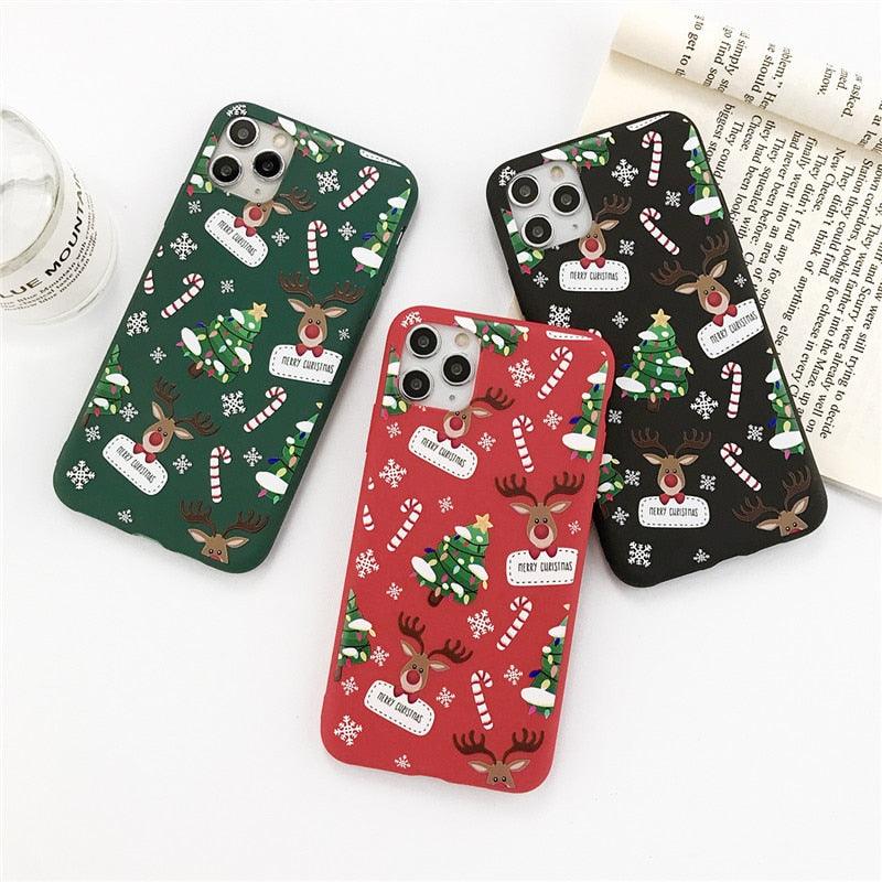 Christmas Beautiful Santa Phone Case For iPhone 13 14 12 11 Pro Max Mini 14Plus Soft Silicone Cover Christmas Silicone Mobile Phone Case Protective Case Comfortable Case for iPhone