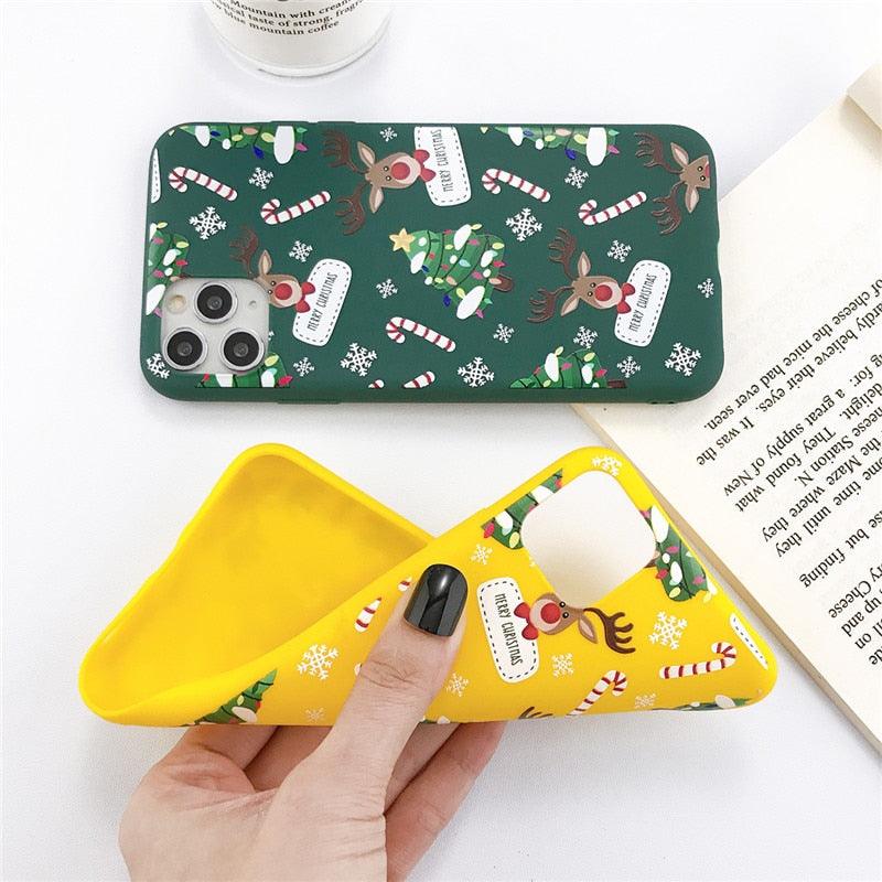 Christmas Beautiful Santa Phone Case For iPhone 13 14 12 11 Pro Max Mini 14Plus Soft Silicone Cover Christmas Silicone Mobile Phone Case Protective Case Comfortable Case for iPhone