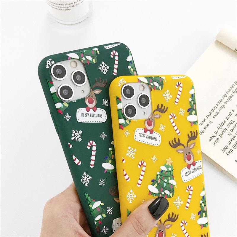 Christmas Beautiful Santa Phone Case For iPhone 13 14 12 11 Pro Max Mini 14Plus Soft Silicone Cover Christmas Silicone Mobile Phone Case Protective Case Comfortable Case for iPhone