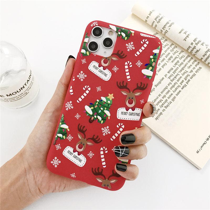 Christmas Beautiful Santa Phone Case For iPhone 13 14 12 11 Pro Max Mini 14Plus Soft Silicone Cover Christmas Silicone Mobile Phone Case Protective Case Comfortable Case for iPhone