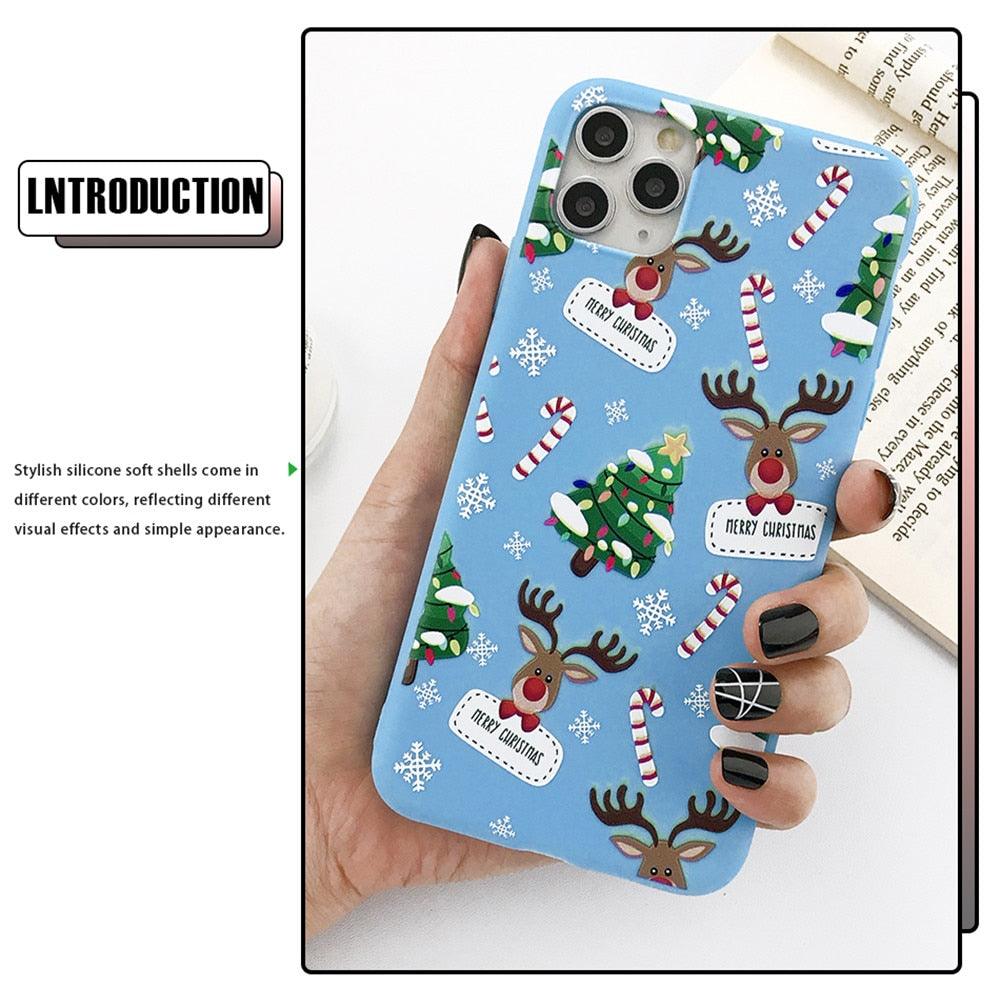 Christmas Beautiful Santa Phone Case For iPhone 13 14 12 11 Pro Max Mini 14Plus Soft Silicone Cover Christmas Silicone Mobile Phone Case Protective Case Comfortable Case for iPhone