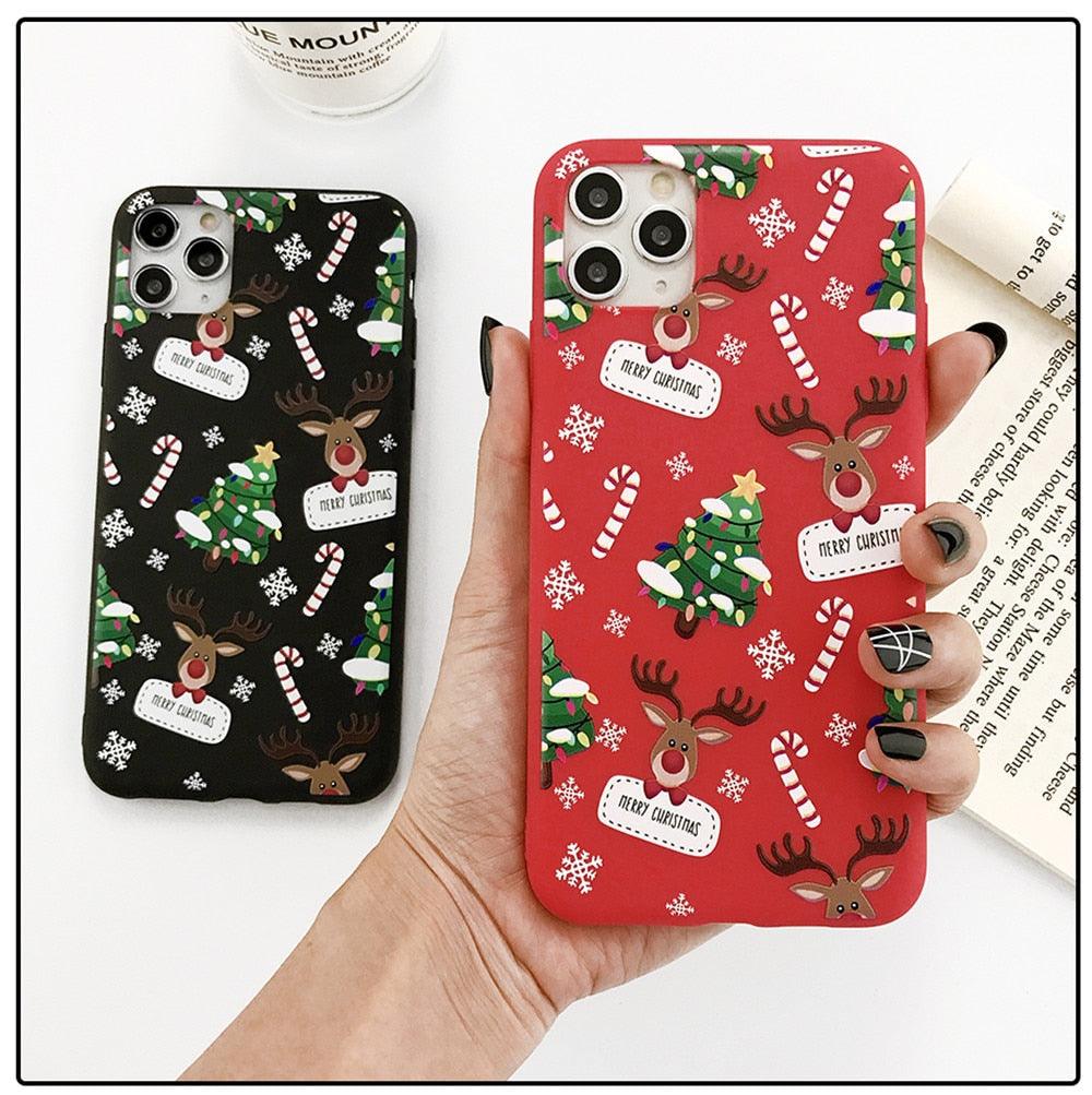 Christmas Beautiful Santa Phone Case For iPhone 13 14 12 11 Pro Max Mini 14Plus Soft Silicone Cover Christmas Silicone Mobile Phone Case Protective Case Comfortable Case for iPhone