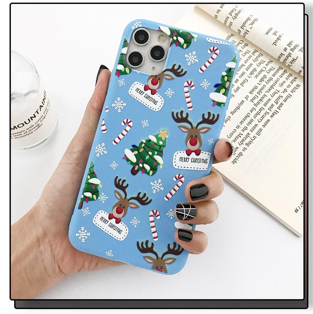 Christmas Beautiful Santa Phone Case For iPhone 13 14 12 11 Pro Max Mini 14Plus Soft Silicone Cover Christmas Silicone Mobile Phone Case Protective Case Comfortable Case for iPhone