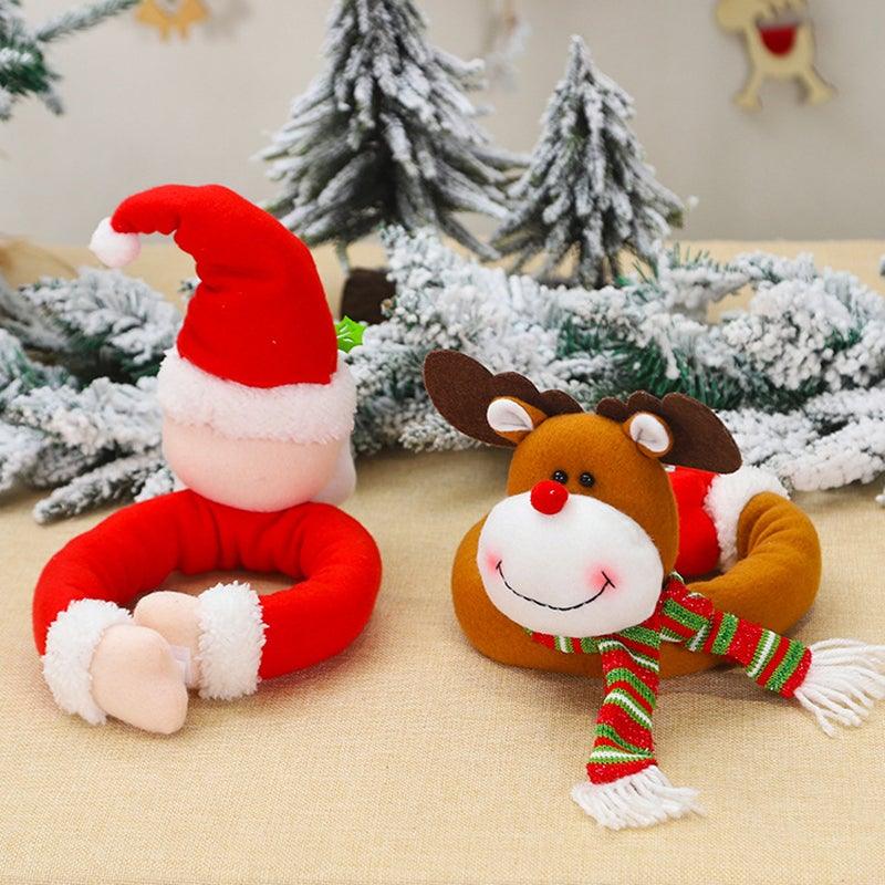 Christmas Curtain Buckle Tieback Flannel Door Curtain Home DecorateChristmas Trees New Year Snowmen Window Decorations Curtain Holdback Fastener Clamp Wine Bottle Topper Hugger Holder Snowman Christmas Ornaments Home Decor