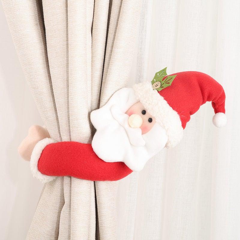 Christmas Curtain Buckle Tieback Flannel Door Curtain Home DecorateChristmas Trees New Year Snowmen Window Decorations Curtain Holdback Fastener Clamp Wine Bottle Topper Hugger Holder Snowman Christmas Ornaments Home Decor