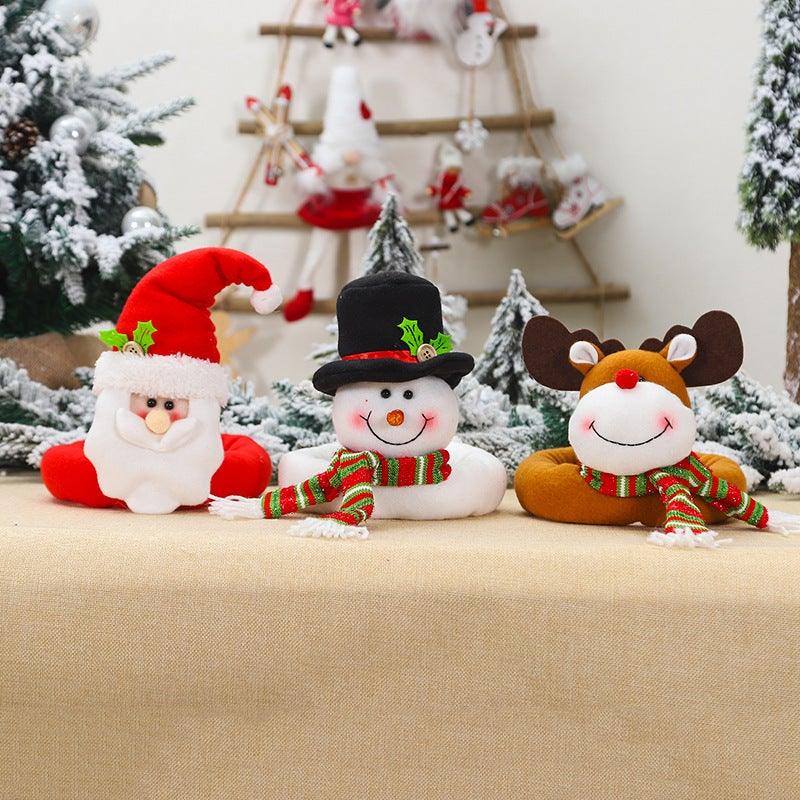 Christmas Curtain Buckle Tieback Flannel Door Curtain Home DecorateChristmas Trees New Year Snowmen Window Decorations Curtain Holdback Fastener Clamp Wine Bottle Topper Hugger Holder Snowman Christmas Ornaments Home Decor