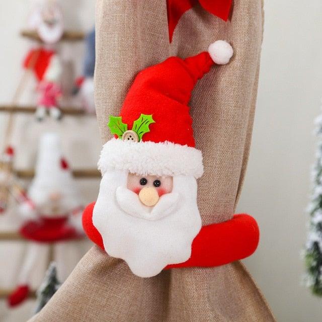 Christmas Curtain Buckle Tieback Flannel Door Curtain Home DecorateChristmas Trees New Year Snowmen Window Decorations Curtain Holdback Fastener Clamp Wine Bottle Topper Hugger Holder Snowman Christmas Ornaments Home Decor