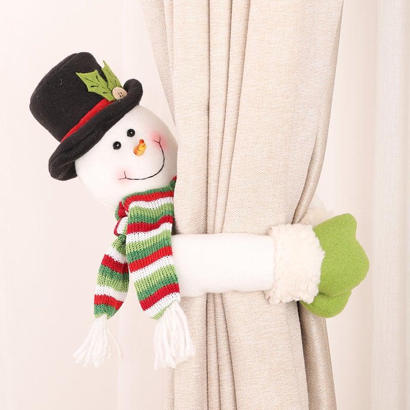 Christmas Curtain Buckle Tieback Flannel Door Curtain Home DecorateChristmas Trees New Year Snowmen Window Decorations Curtain Holdback Fastener Clamp Wine Bottle Topper Hugger Holder Snowman Christmas Ornaments Home Decor
