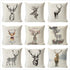 Christmas Deer Cushion Cover Soft Plush Pillow Deer Throw Pillow Covers Decorative Animal Pillowcase Cotton Linen Cushion Cover For Couch Bed Home Office Throw Pillow Cover Christmas Pillow Case 45x45CM