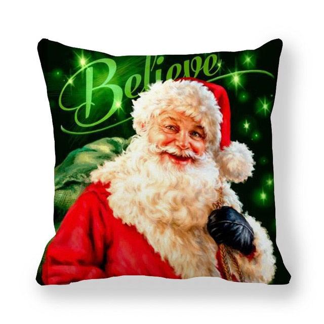 Christmas Ornaments Merry Christmas Decorations Throw Pillow Covers Santa Claus Snowman Merry Christmas Decorative Pillow Cases Home Decor Navidad Home Decor Cushion Cover Happy New Year 2022 45x45CM
