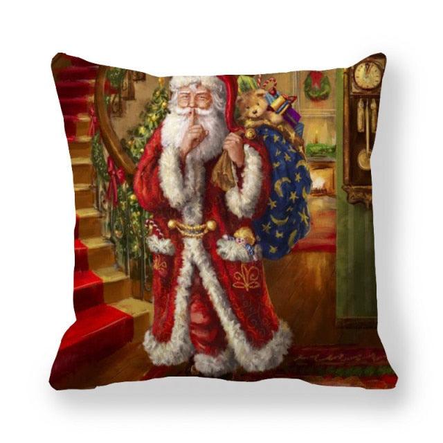 Christmas Ornaments Merry Christmas Decorations Throw Pillow Covers Santa Claus Snowman Merry Christmas Decorative Pillow Cases Home Decor Navidad Home Decor Cushion Cover Happy New Year 2022 45x45CM