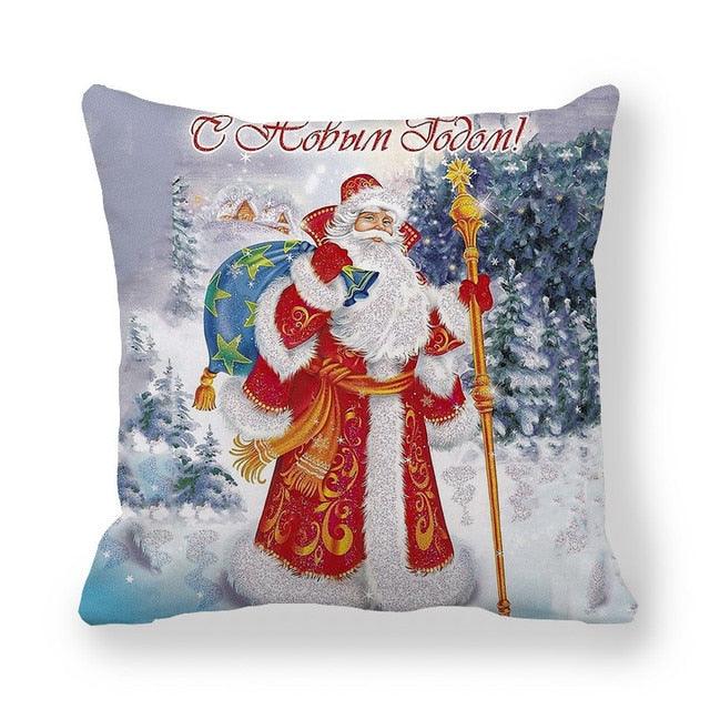 Christmas Ornaments Merry Christmas Decorations Throw Pillow Covers Santa Claus Snowman Merry Christmas Decorative Pillow Cases Home Decor Navidad Home Decor Cushion Cover Happy New Year 2022 45x45CM