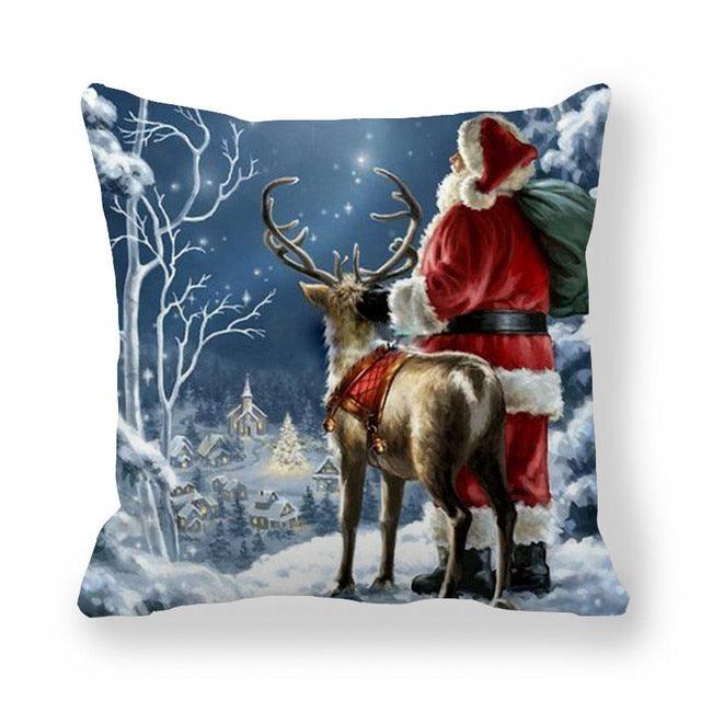 Christmas Ornaments Merry Christmas Decorations Throw Pillow Covers Santa Claus Snowman Merry Christmas Decorative Pillow Cases Home Decor Navidad Home Decor Cushion Cover Happy New Year 2022 45x45CM