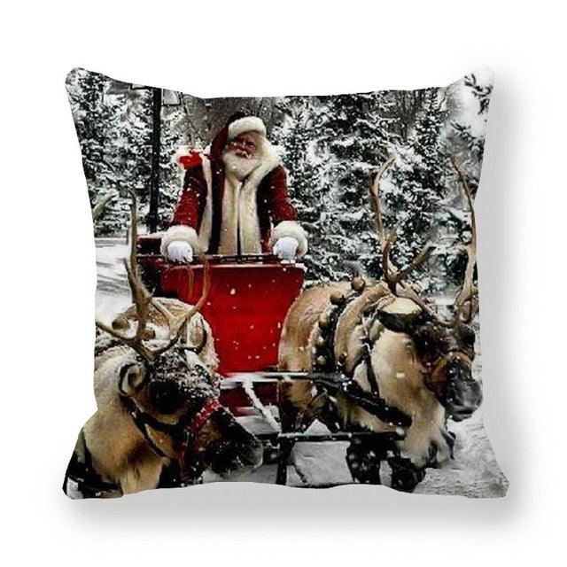 Christmas Ornaments Merry Christmas Decorations Throw Pillow Covers Santa Claus Snowman Merry Christmas Decorative Pillow Cases Home Decor Navidad Home Decor Cushion Cover Happy New Year 2022 45x45CM