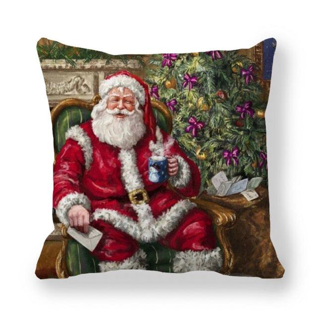 Christmas Ornaments Merry Christmas Decorations Throw Pillow Covers Santa Claus Snowman Merry Christmas Decorative Pillow Cases Home Decor Navidad Home Decor Cushion Cover Happy New Year 2022 45x45CM