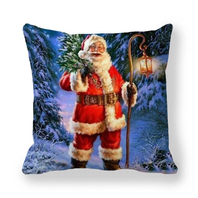 Christmas Ornaments Merry Christmas Decorations Throw Pillow Covers Santa Claus Snowman Merry Christmas Decorative Pillow Cases Home Decor Navidad Home Decor Cushion Cover Happy New Year 2022 45x45CM