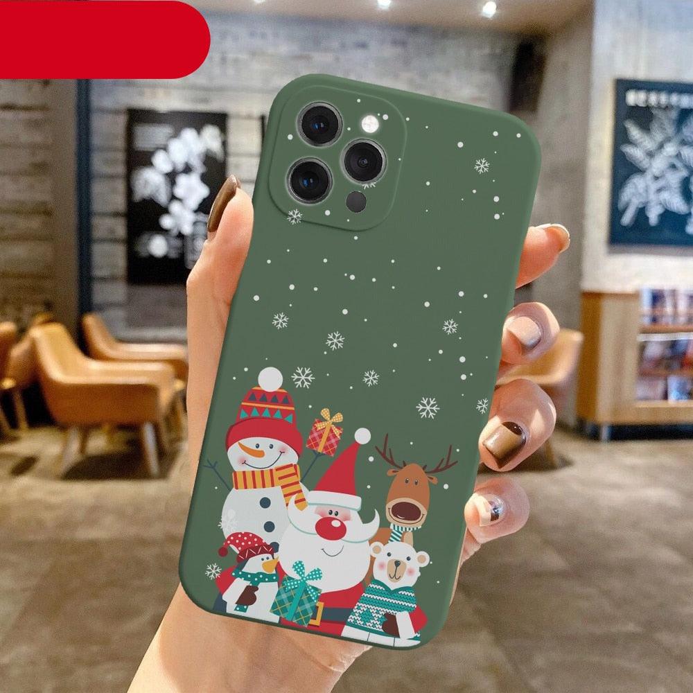 Christmas Pattern Design Red Silicone Phone Cover Anti-Scratch Soft Slim Bumper Shockproof Protective Case Shockproof Phone Case For iPhone 13 14 Pro Max Merry Christmas Candy Silicone Bumper Cover