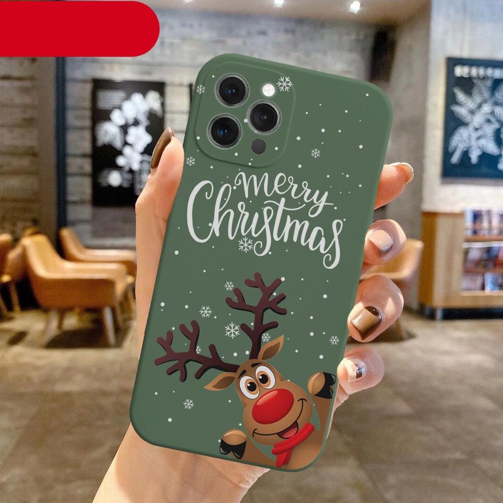 Christmas Pattern Design Red Silicone Phone Cover Anti-Scratch Soft Slim Bumper Shockproof Protective Case Shockproof Phone Case For iPhone 13 14 Pro Max Merry Christmas Candy Silicone Bumper Cover