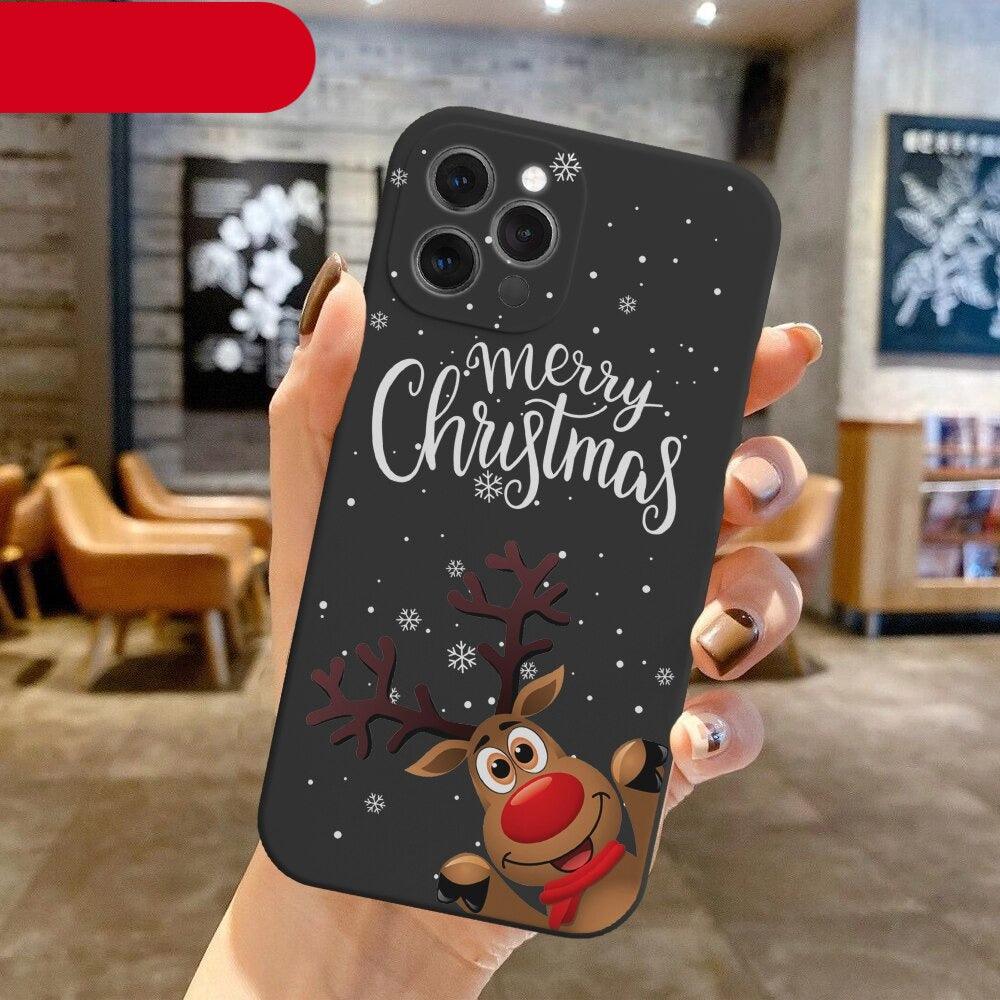 Christmas Pattern Design Red Silicone Phone Cover Anti-Scratch Soft Slim Bumper Shockproof Protective Case Shockproof Phone Case For iPhone 13 14 Pro Max Merry Christmas Candy Silicone Bumper Cover