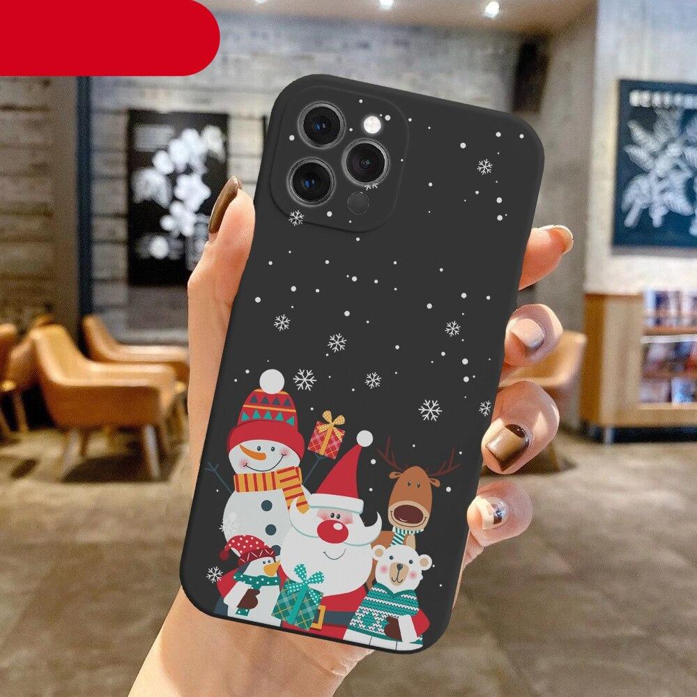 Christmas Pattern Design Red Silicone Phone Cover Anti-Scratch Soft Slim Bumper Shockproof Protective Case Shockproof Phone Case For iPhone 13 14 Pro Max Merry Christmas Candy Silicone Bumper Cover