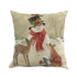 Christmas Printing Sofa Bed Home Decor Pillow Cover Pillow Case Holiday Decorative Christmas Throw Pillows Cotton Linen Winter Snowman Wolf Deer Pillow Covers Cases for Home