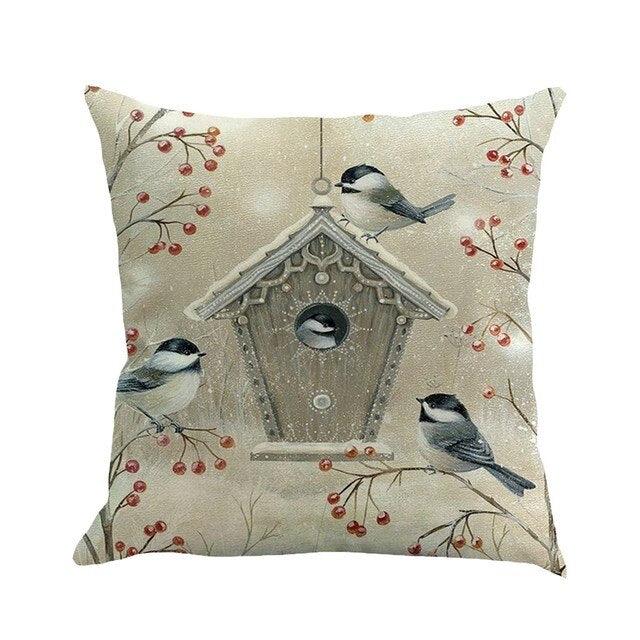 Christmas Printing Sofa Bed Home Decor Pillow Cover Pillow Case Holiday Decorative Christmas Throw Pillows Cotton Linen Winter Snowman Wolf Deer Pillow Covers Cases for Home