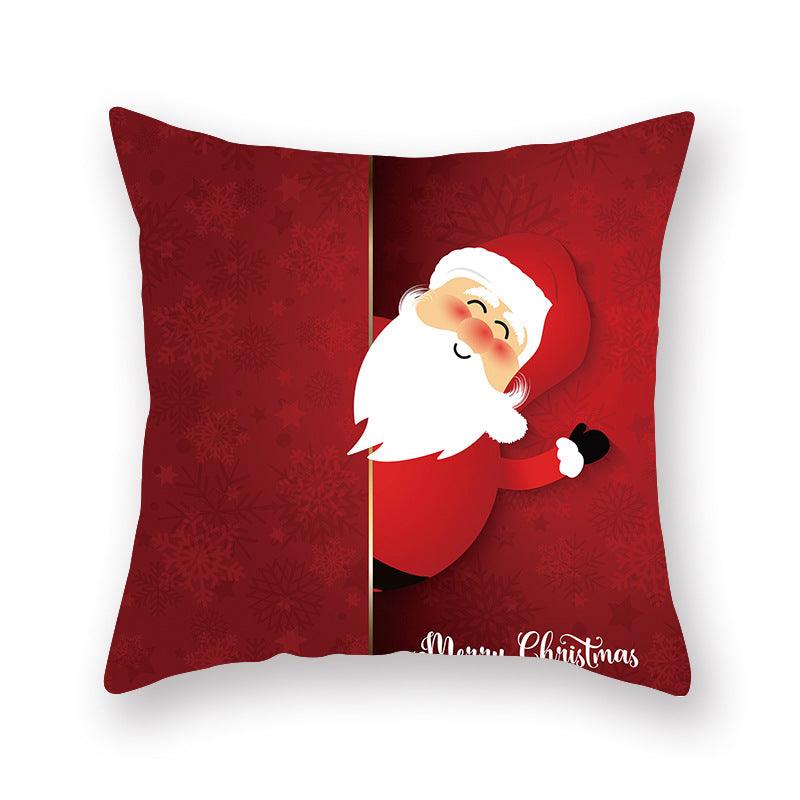 Christmas Xmas Red Pillow Case Tree Decoration Xmas Series Cushion Cover Case Pillow Zippered Square Pillowcase Santa Claus Cushion Cover Christmas Decorations For Home Snowman 45x45CM