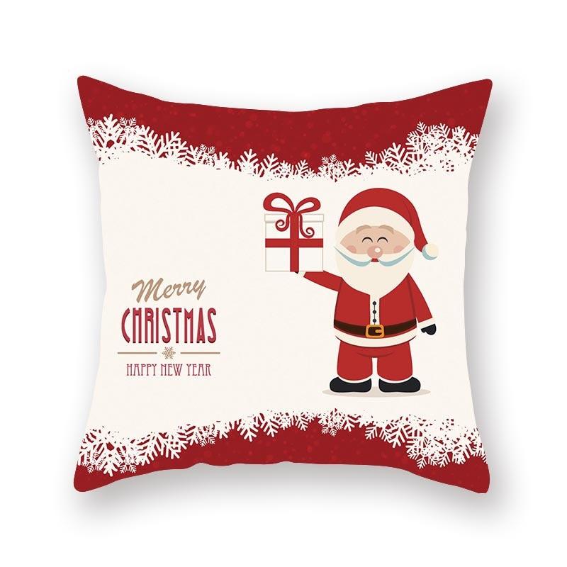 Christmas Xmas Red Pillow Case Tree Decoration Xmas Series Cushion Cover Case Pillow Zippered Square Pillowcase Santa Claus Cushion Cover Christmas Decorations For Home Snowman 45x45CM