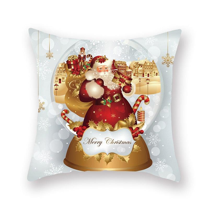 Christmas Xmas Red Pillow Case Tree Decoration Xmas Series Cushion Cover Case Pillow Zippered Square Pillowcase Santa Claus Cushion Cover Christmas Decorations For Home Snowman 45x45CM